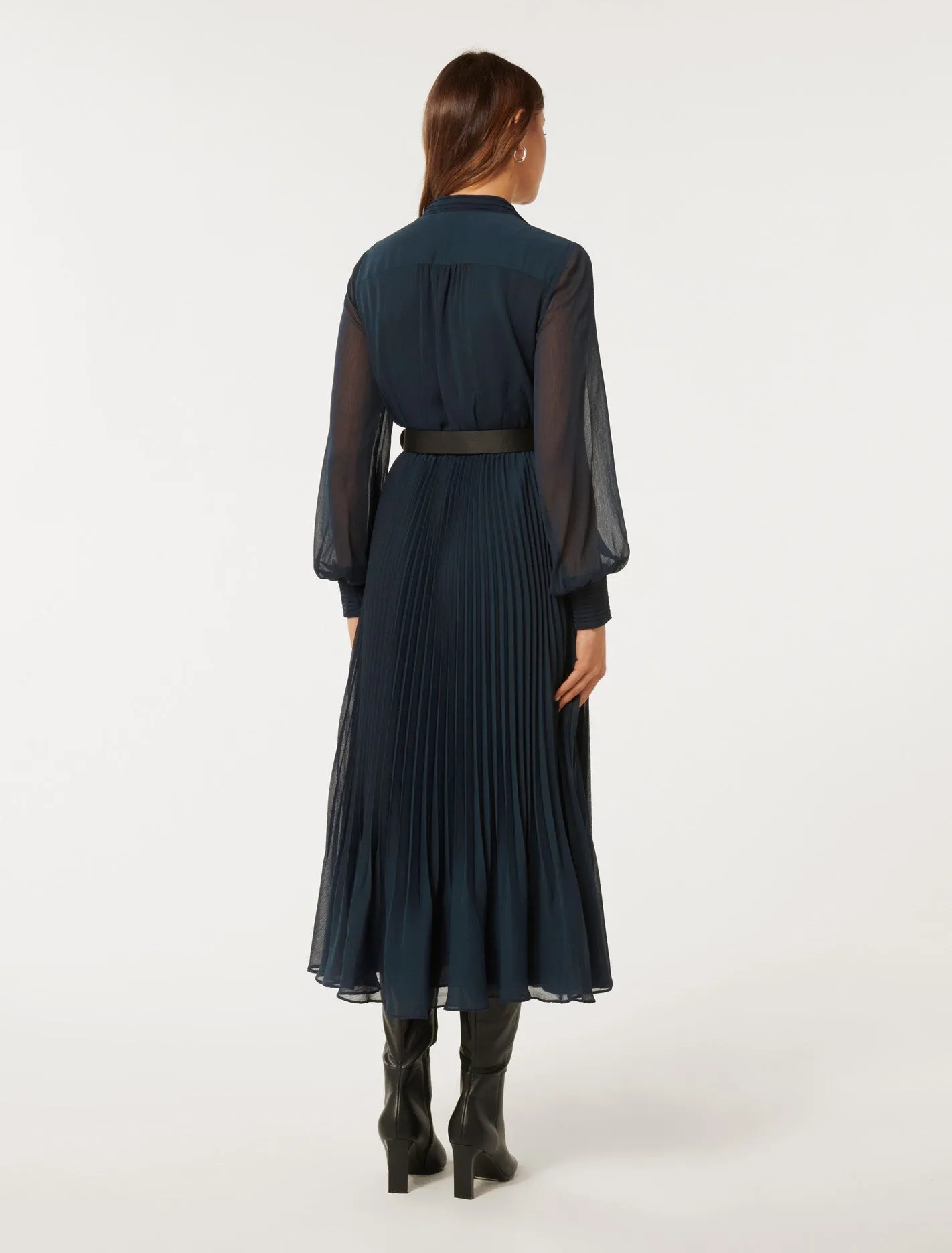 Misha Pleated Midi Dress