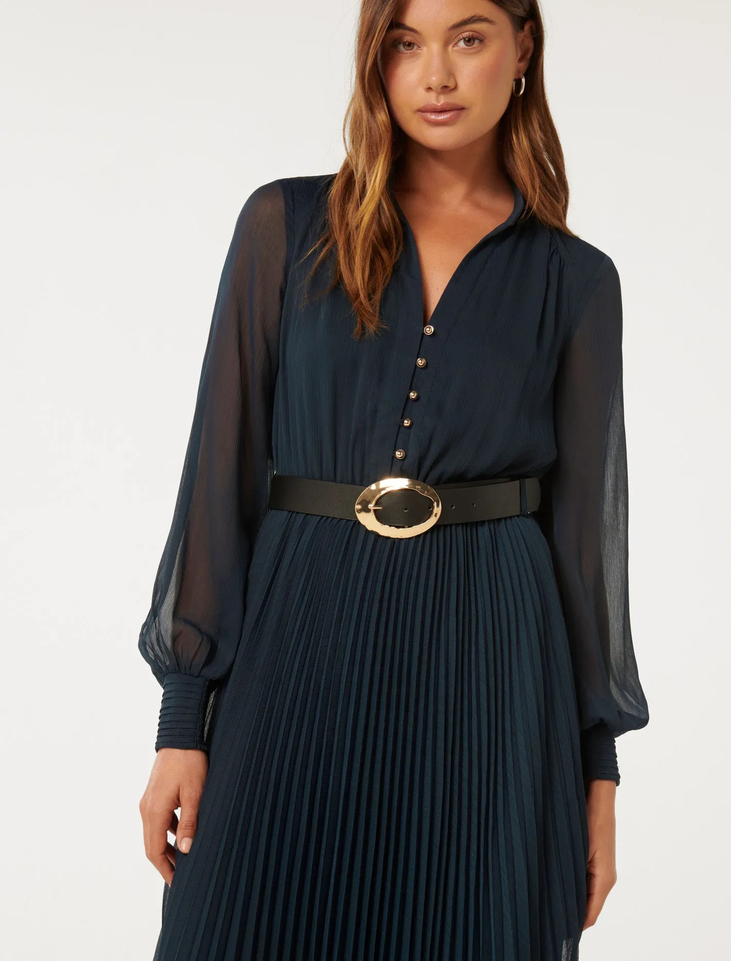 Misha Pleated Midi Dress