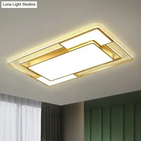 Modern Geometric LED Flush Mount Gold Ceiling Light for Living Room