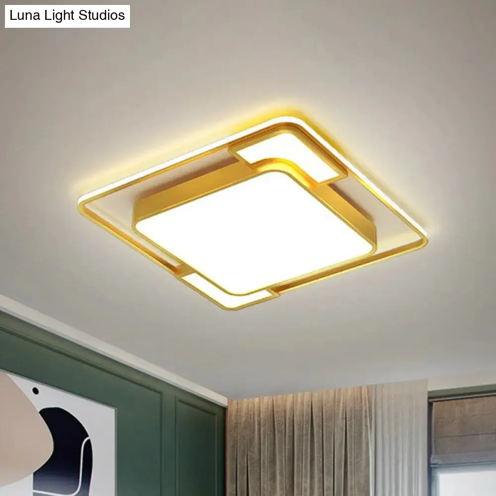 Modern Geometric LED Flush Mount Gold Ceiling Light for Living Room