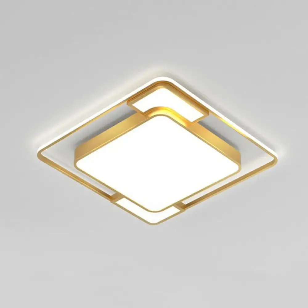 Modern Geometric LED Flush Mount Gold Ceiling Light for Living Room