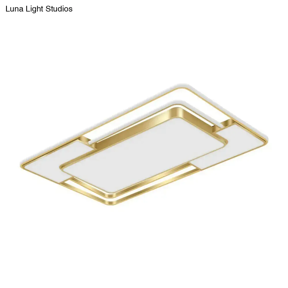 Modern Geometric LED Flush Mount Gold Ceiling Light for Living Room