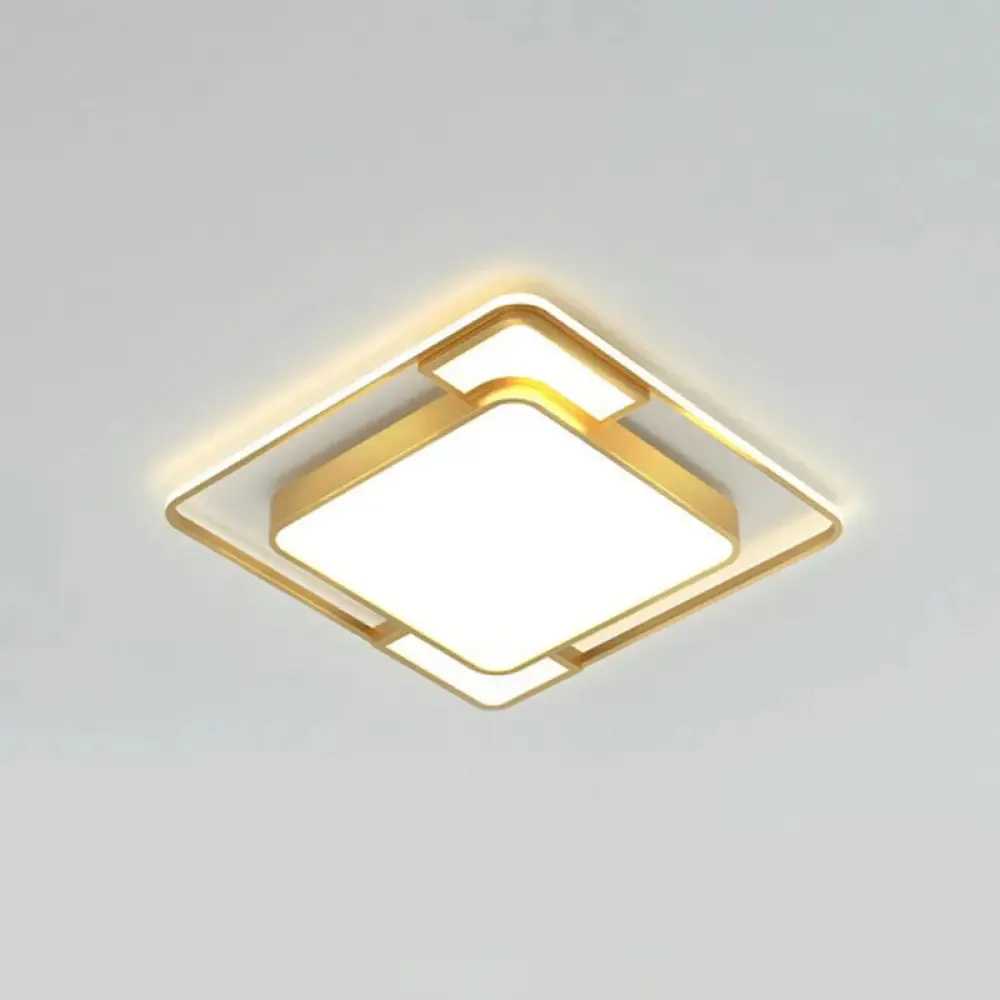 Modern Geometric LED Flush Mount Gold Ceiling Light for Living Room