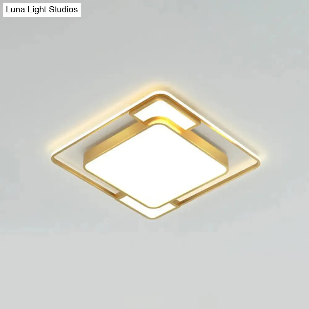 Modern Geometric LED Flush Mount Gold Ceiling Light for Living Room