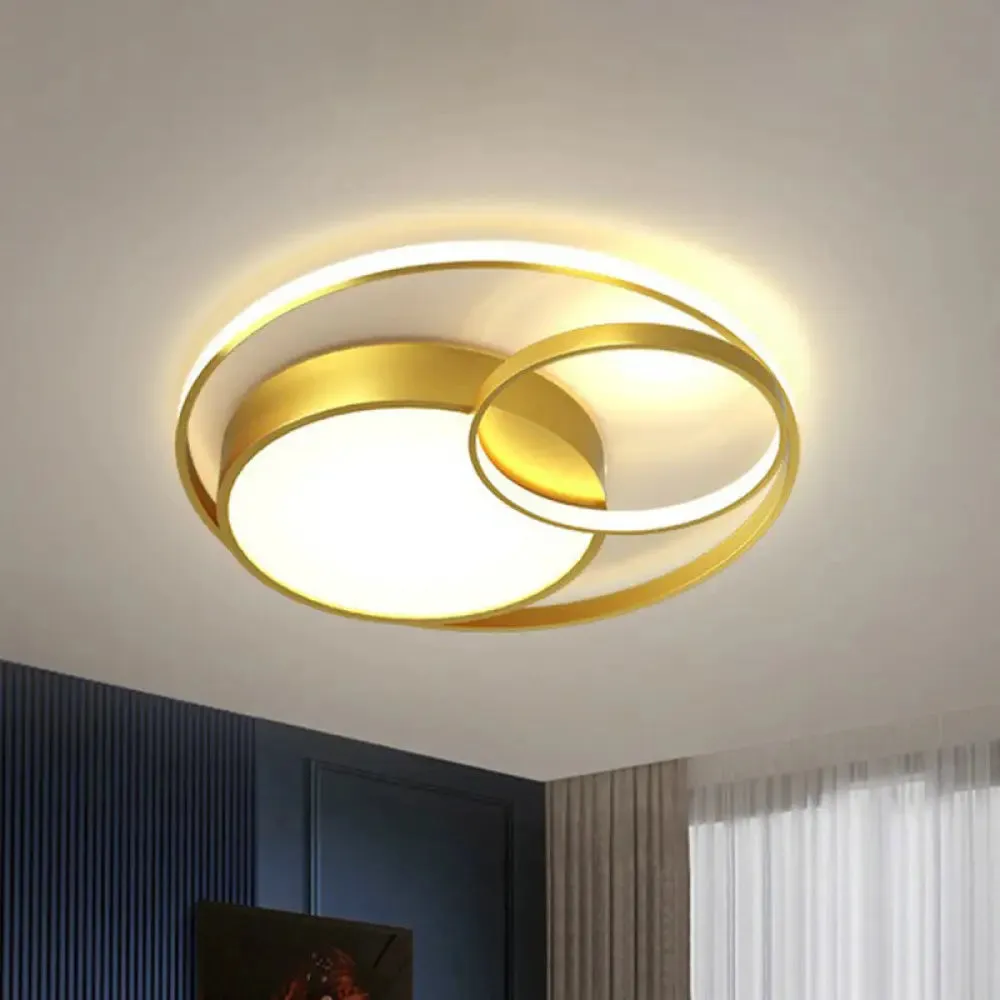 Modern Geometric LED Flush Mount Gold Ceiling Light for Living Room