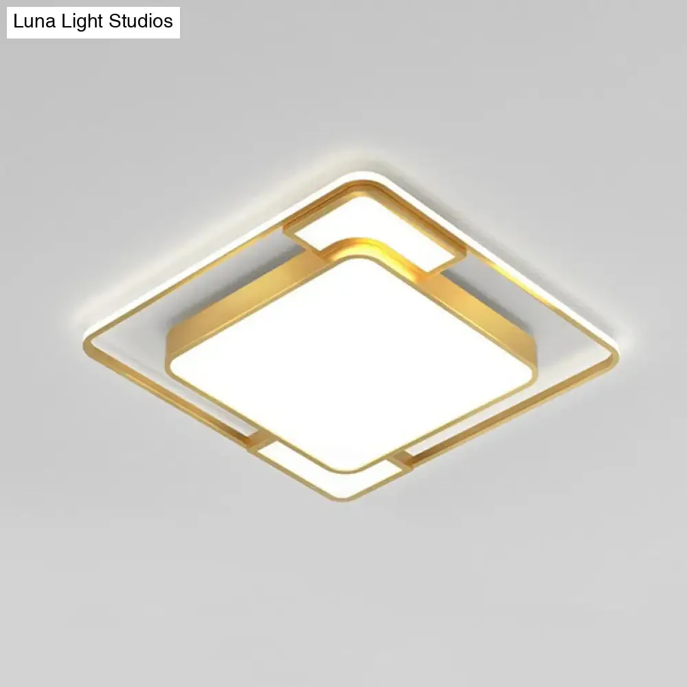 Modern Geometric LED Flush Mount Gold Ceiling Light for Living Room