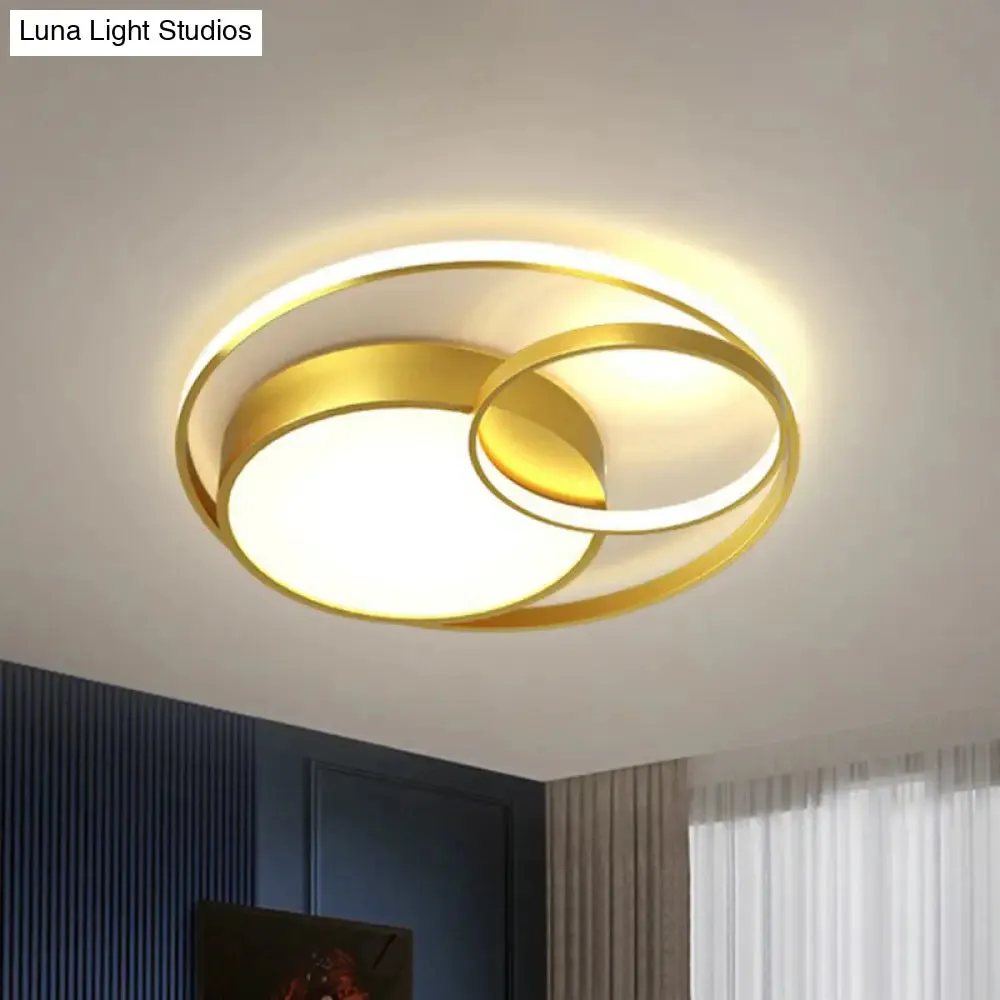 Modern Geometric LED Flush Mount Gold Ceiling Light for Living Room