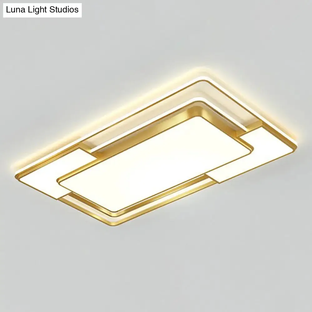 Modern Geometric LED Flush Mount Gold Ceiling Light for Living Room