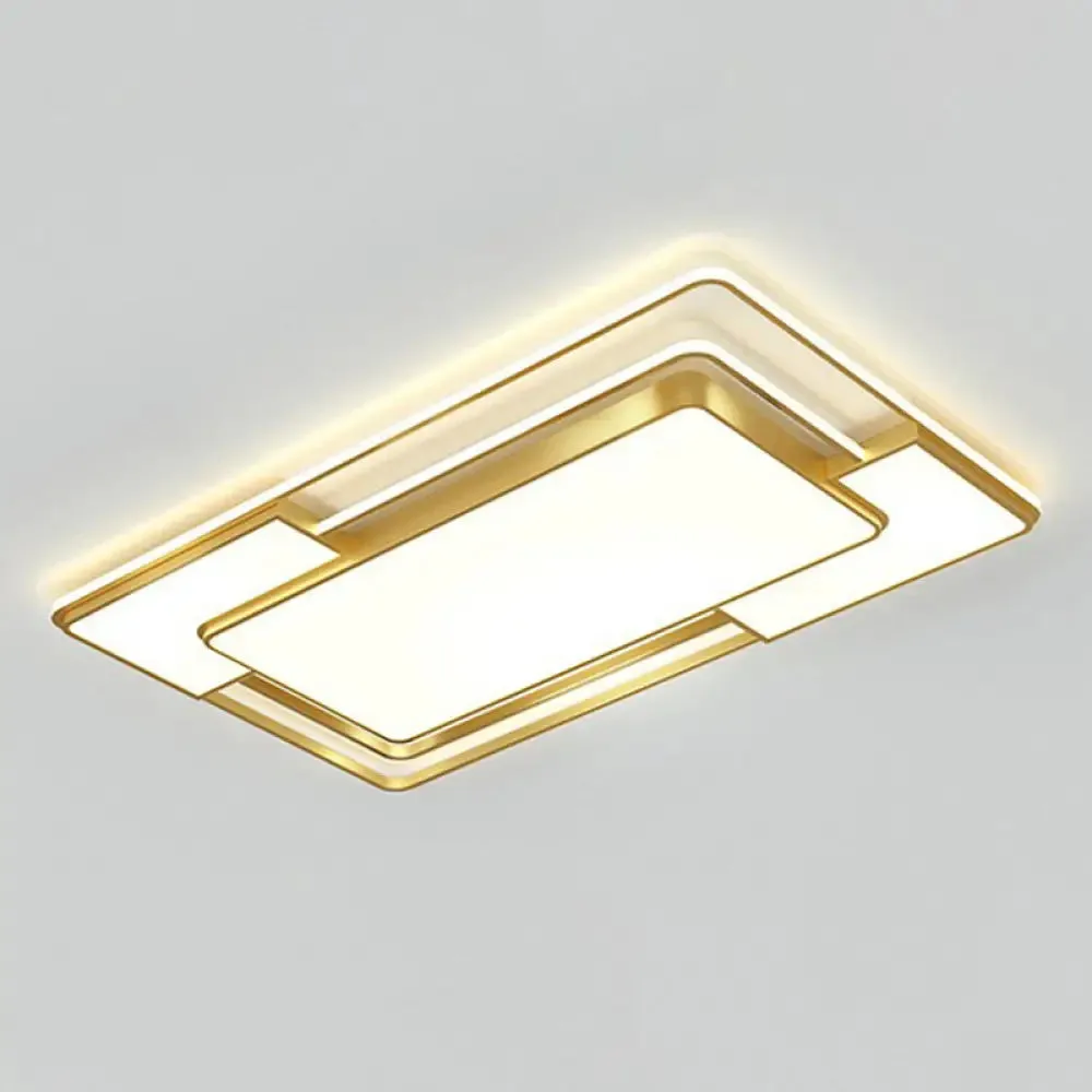 Modern Geometric LED Flush Mount Gold Ceiling Light for Living Room