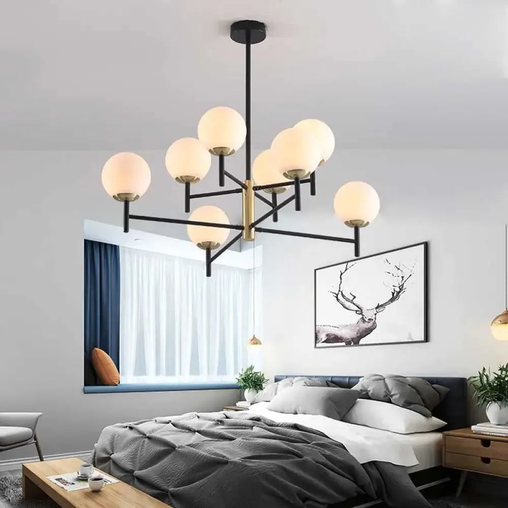 Modern Multi-Layer Radial Ceiling Chandelier with 6/8 Lights - Blue, Amber, and Smoke Gray Glass - Ideal for Living Room