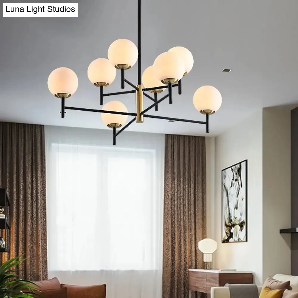 Modern Multi-Layer Radial Ceiling Chandelier with 6/8 Lights - Blue, Amber, and Smoke Gray Glass - Ideal for Living Room