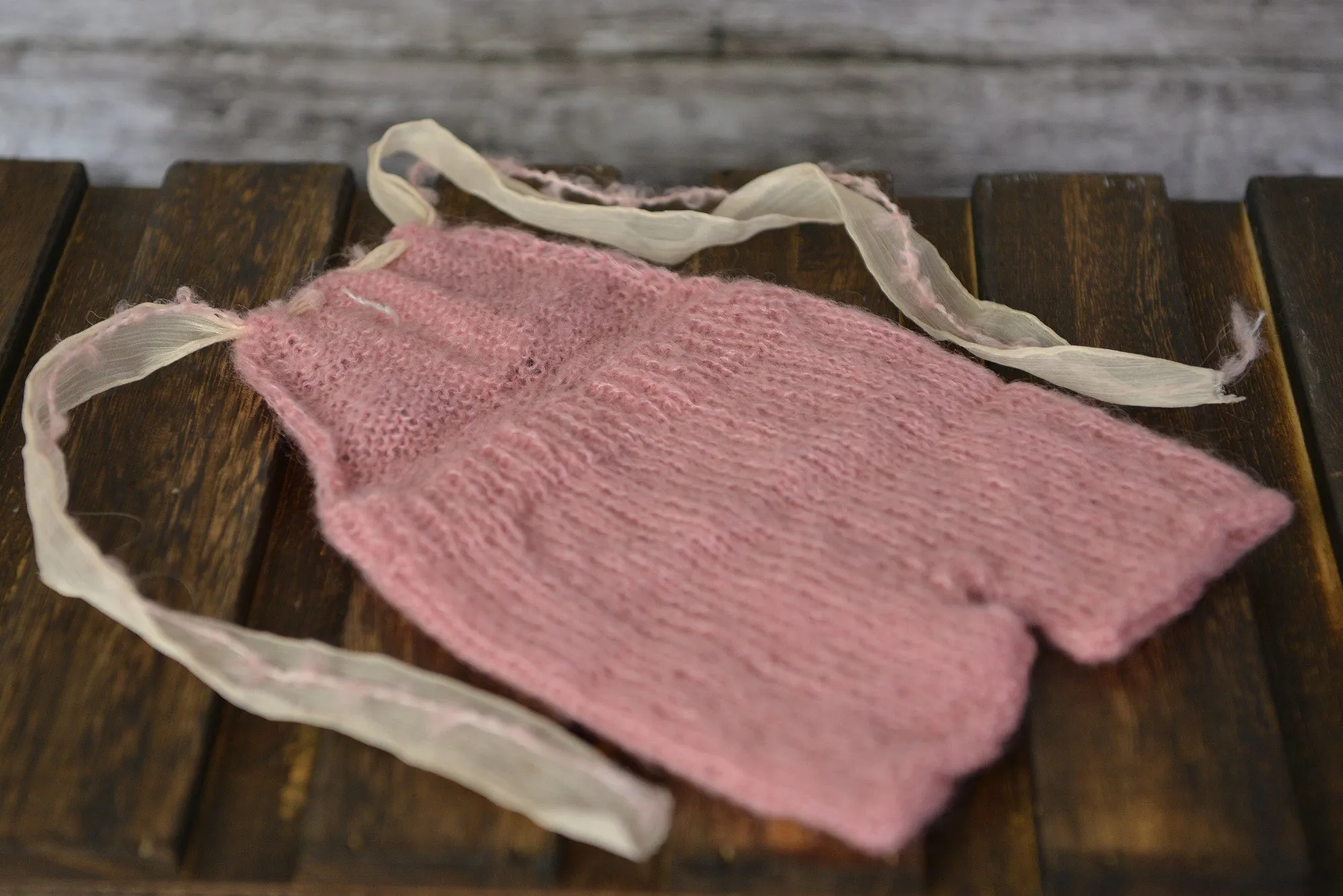 Mohair Overall with Beaded Accent - Pink