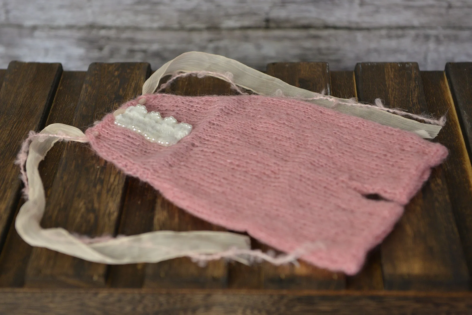 Mohair Overall with Beaded Accent - Pink