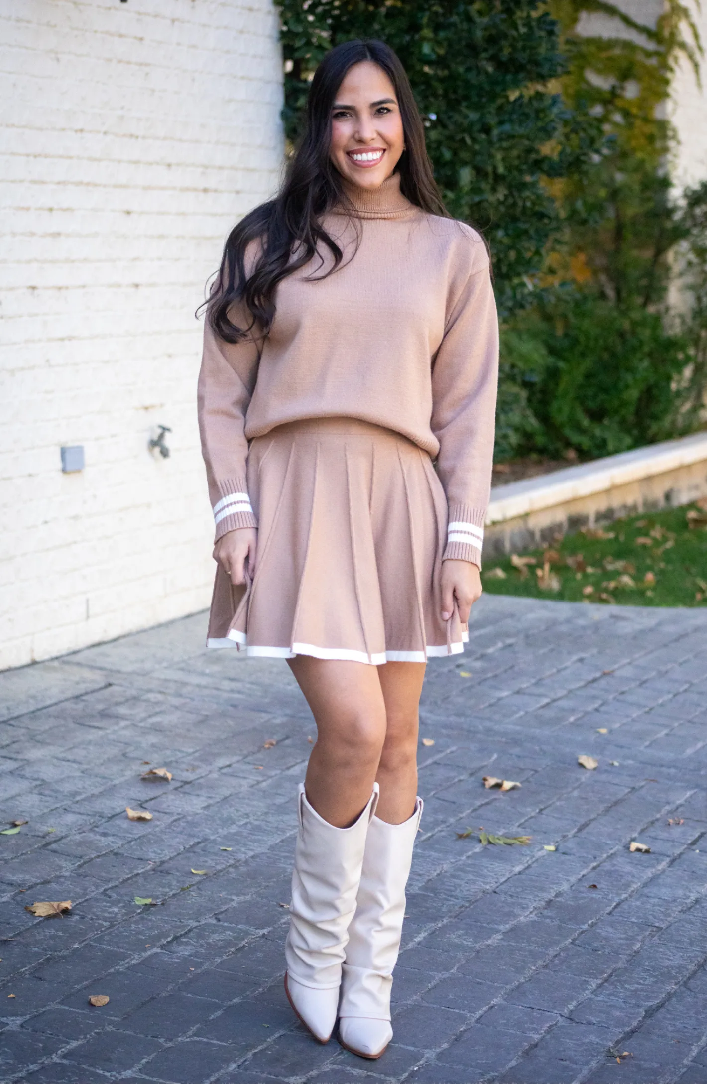 More To Love Camel Sweater and Skirt Set