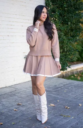 More To Love Camel Sweater and Skirt Set