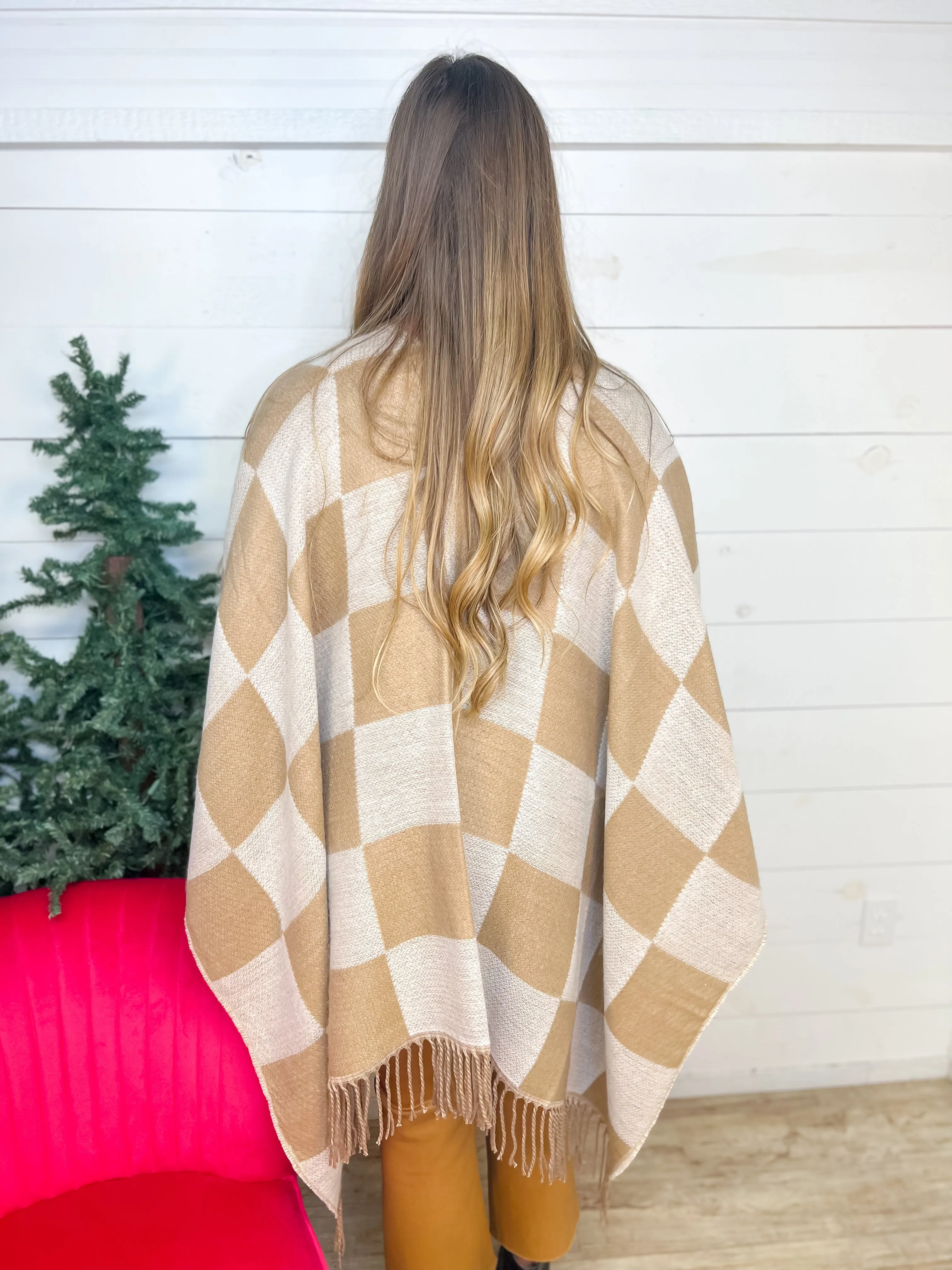 [Mud Pie] Yvette Reversible Poncho-Brown