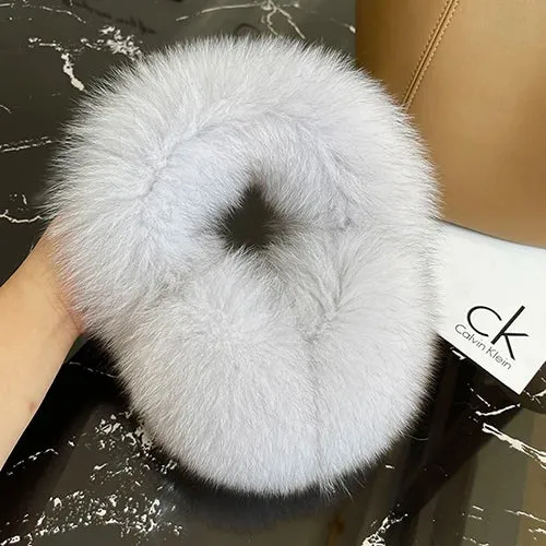 Natural 100% Real Fox Fur Earmuffs for Women - Stylish Warm Knit Winter Ear Protection