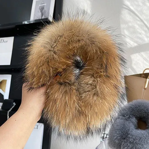 Natural 100% Real Fox Fur Earmuffs for Women - Stylish Warm Knit Winter Ear Protection