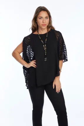 Off The Shoulder Black Mesh Cape Top | LIOR