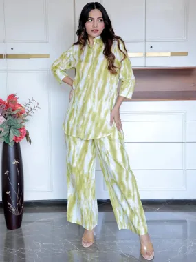 Olive Printed Cotton Night Suit