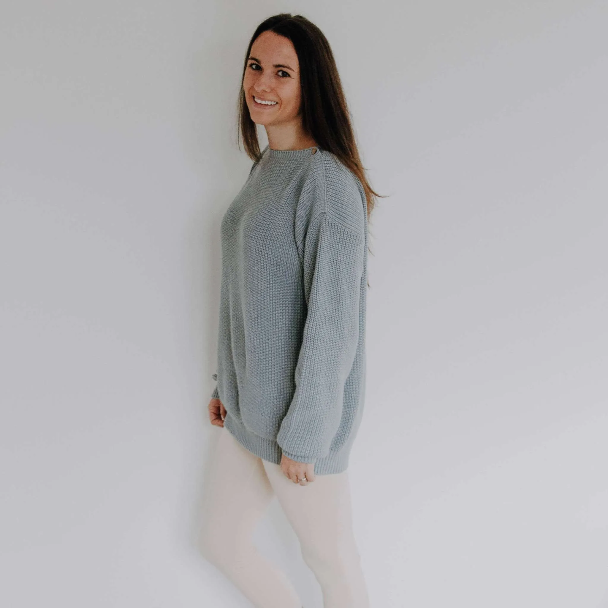 Organic Oversize Knit Pulli - MUM - Dusty Blue