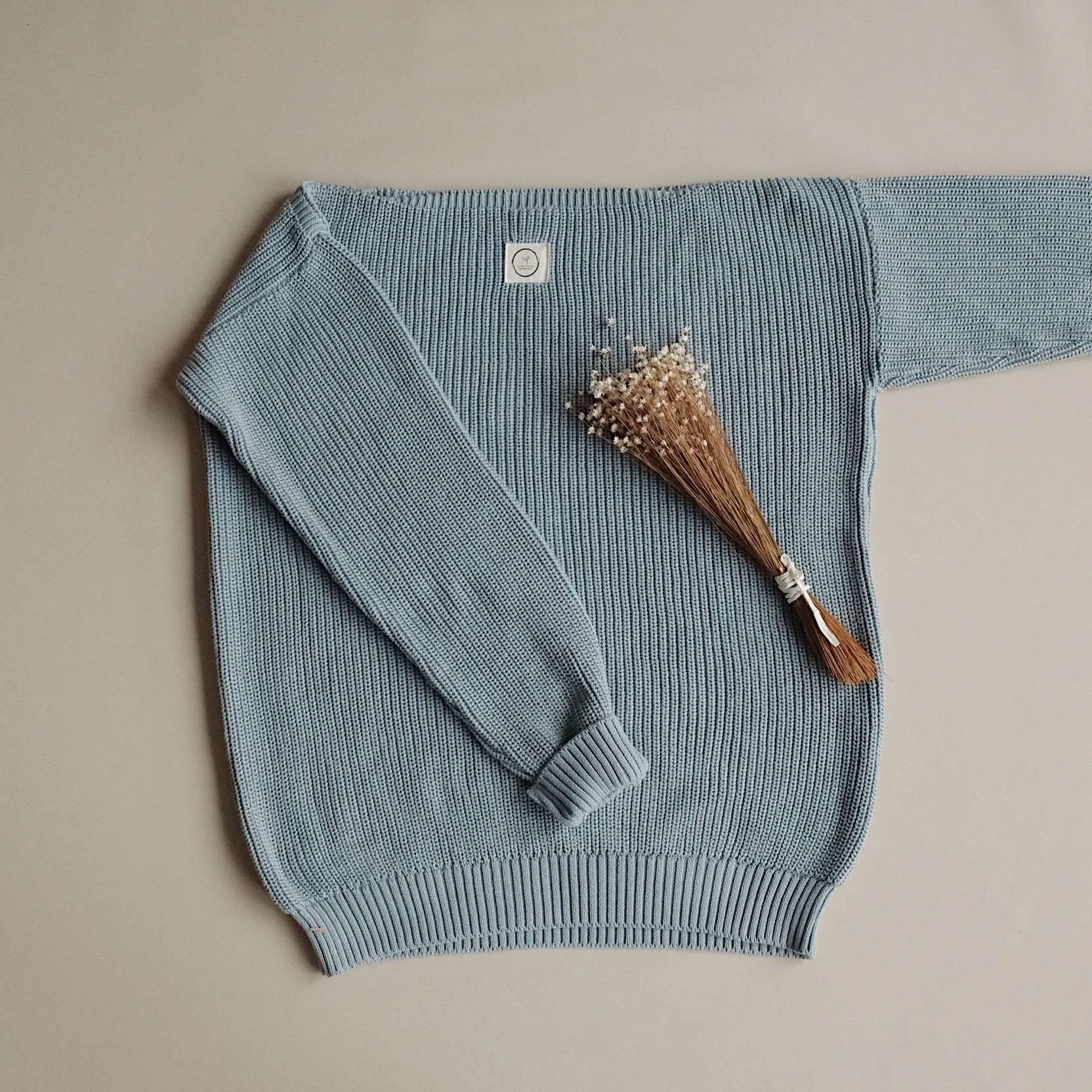 Organic Oversize Knit Pulli - MUM - Dusty Blue