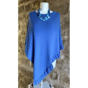 Park Lane Lara Cashmere Mix Poncho in Grecian Blue