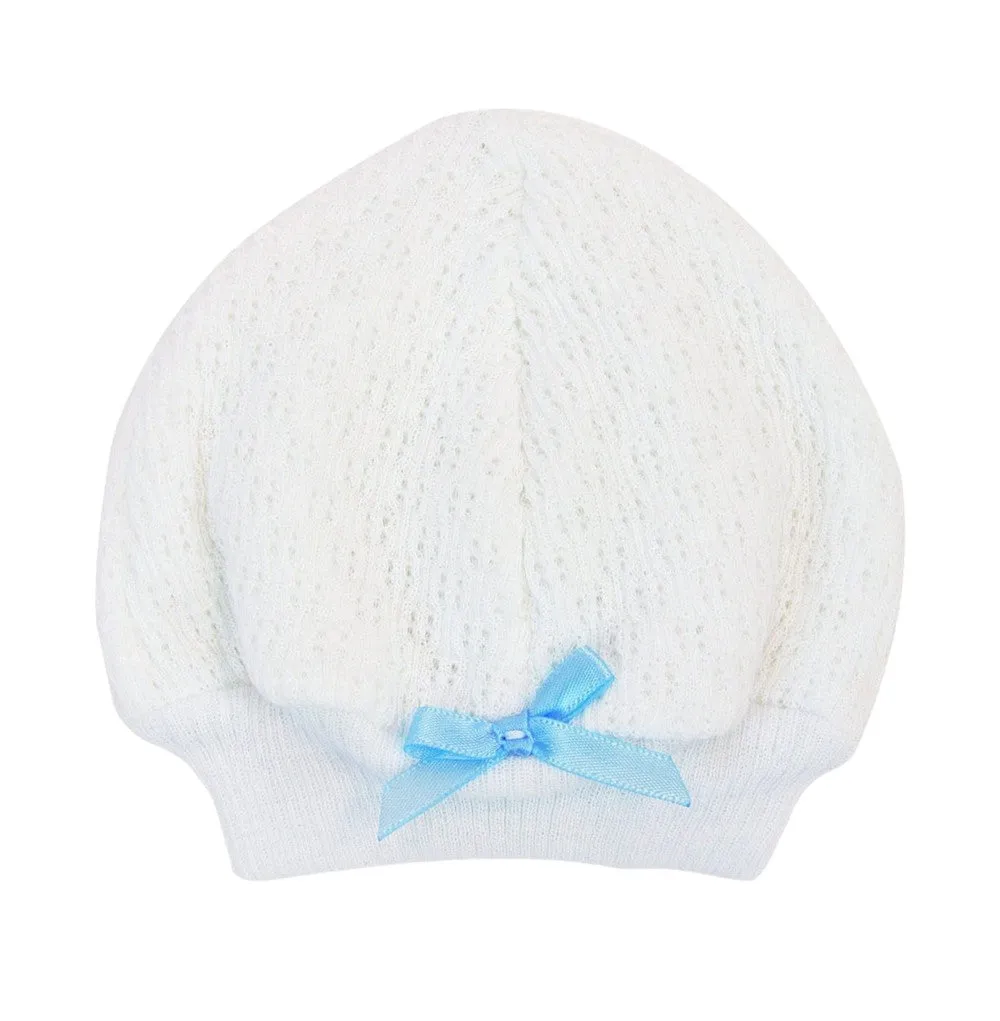 Paty White Beanie Cap w/ Bow 105