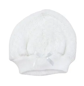 Paty White Beanie Cap w/ Bow 105