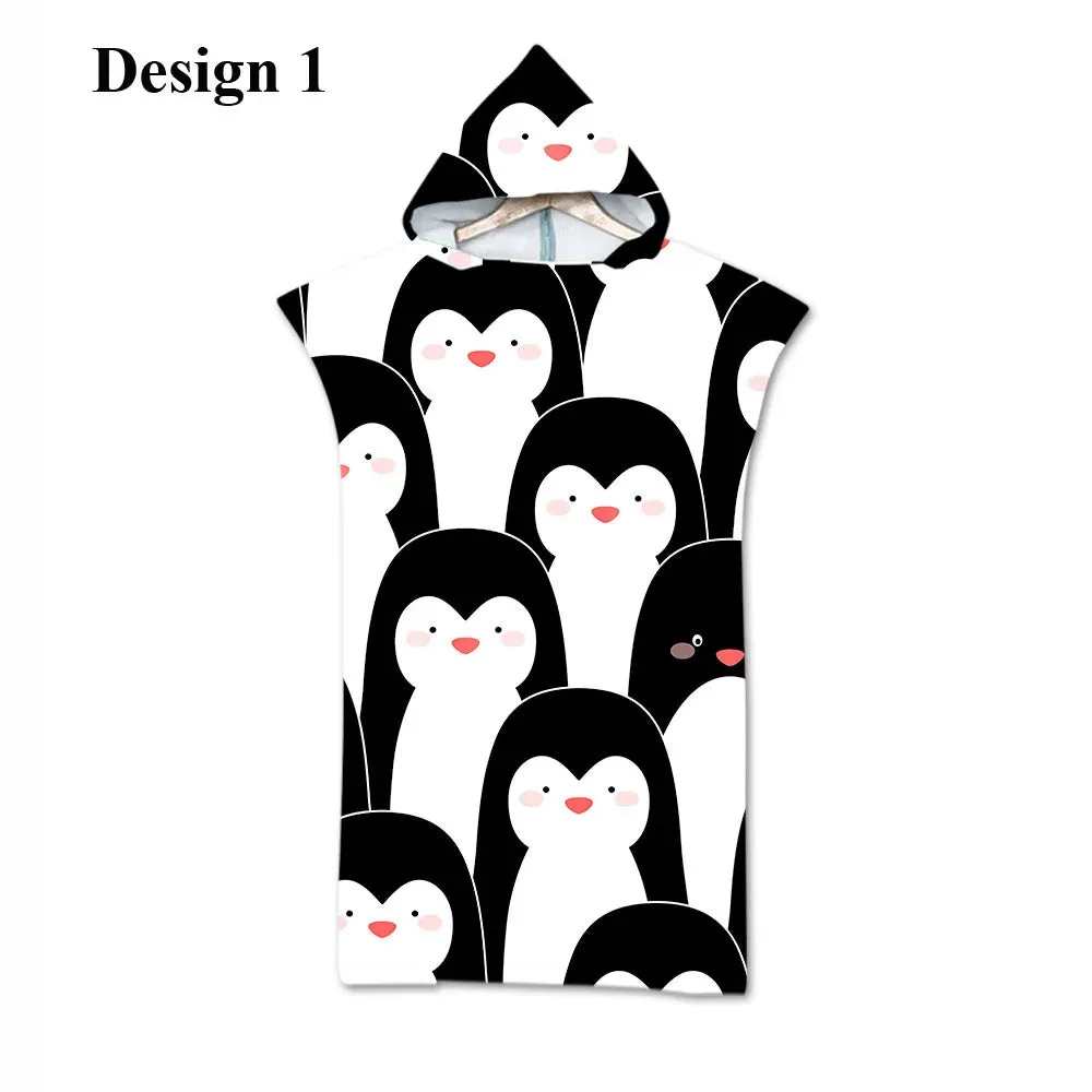 Penguin Whale Swan Cat Rabbit Adult Kid Child Hooded Towel Poncho Surf Pool Swim Changing Poncho for Beach,Gift,Drop Shipping