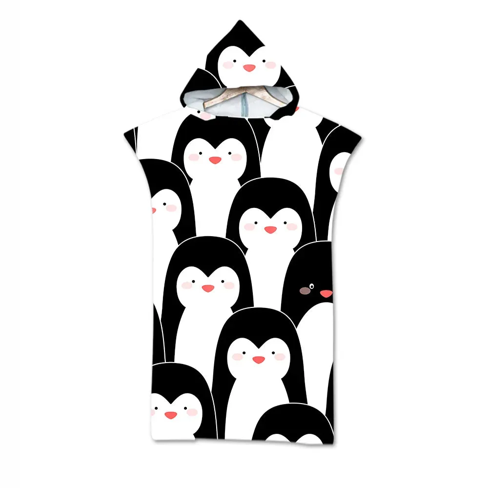 Penguin Whale Swan Cat Rabbit Adult Kid Child Hooded Towel Poncho Surf Pool Swim Changing Poncho for Beach,Gift,Drop Shipping