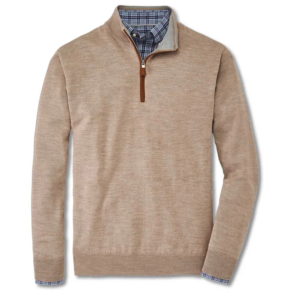 Peter Millar Crown Soft Suede Trim Quarter Zip