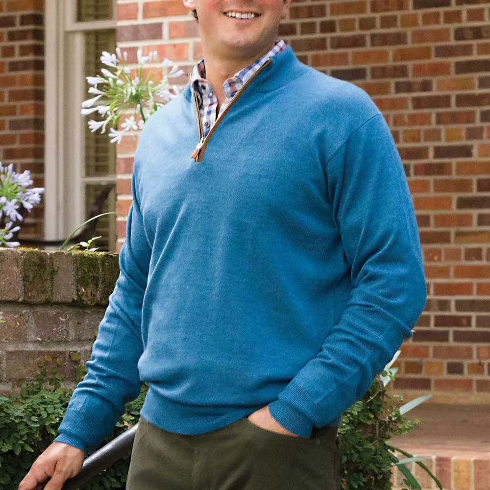 Peter Millar Crown Soft Suede Trim Quarter Zip