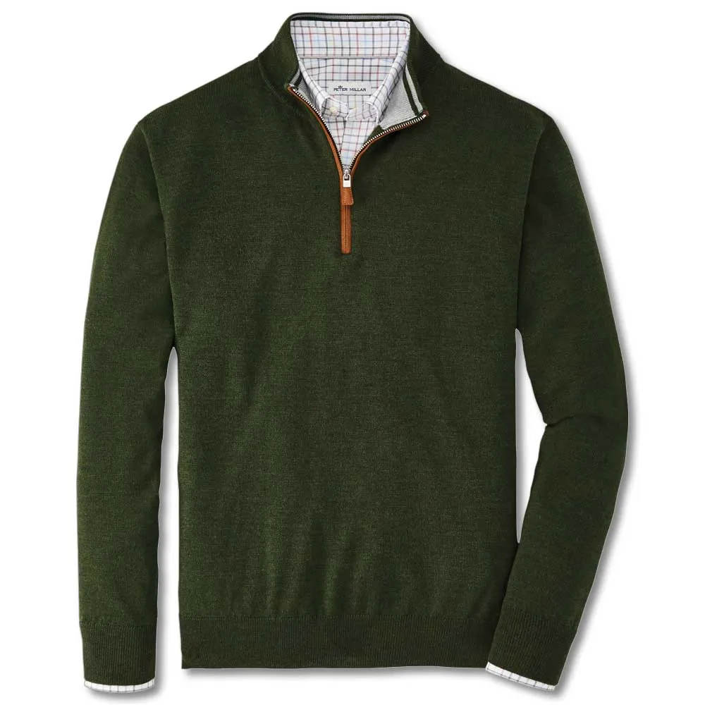 Peter Millar Crown Soft Suede Trim Quarter Zip