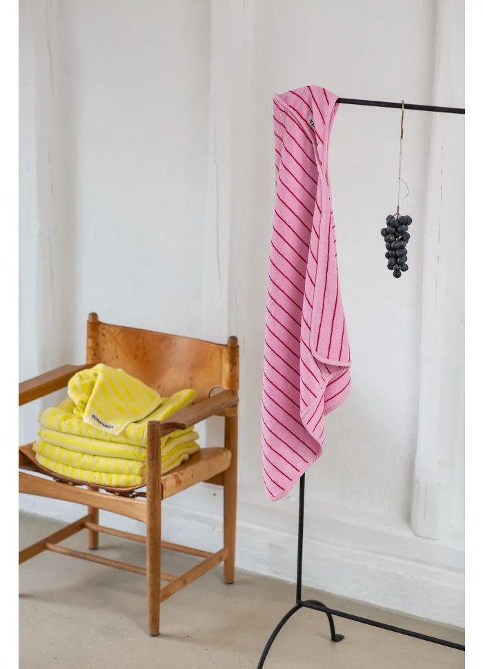 Pink & red striped baby poncho towel