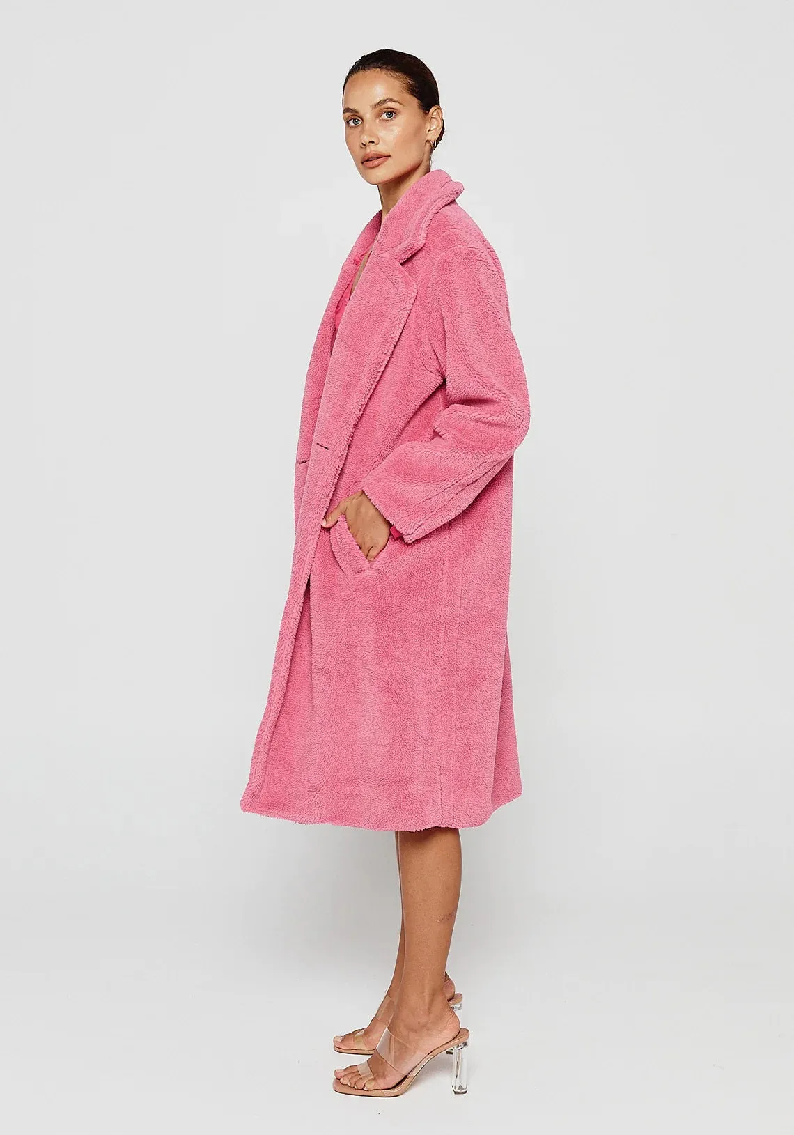 PIPPA THE LABEL Womens Selena Teddy Coat Magenta