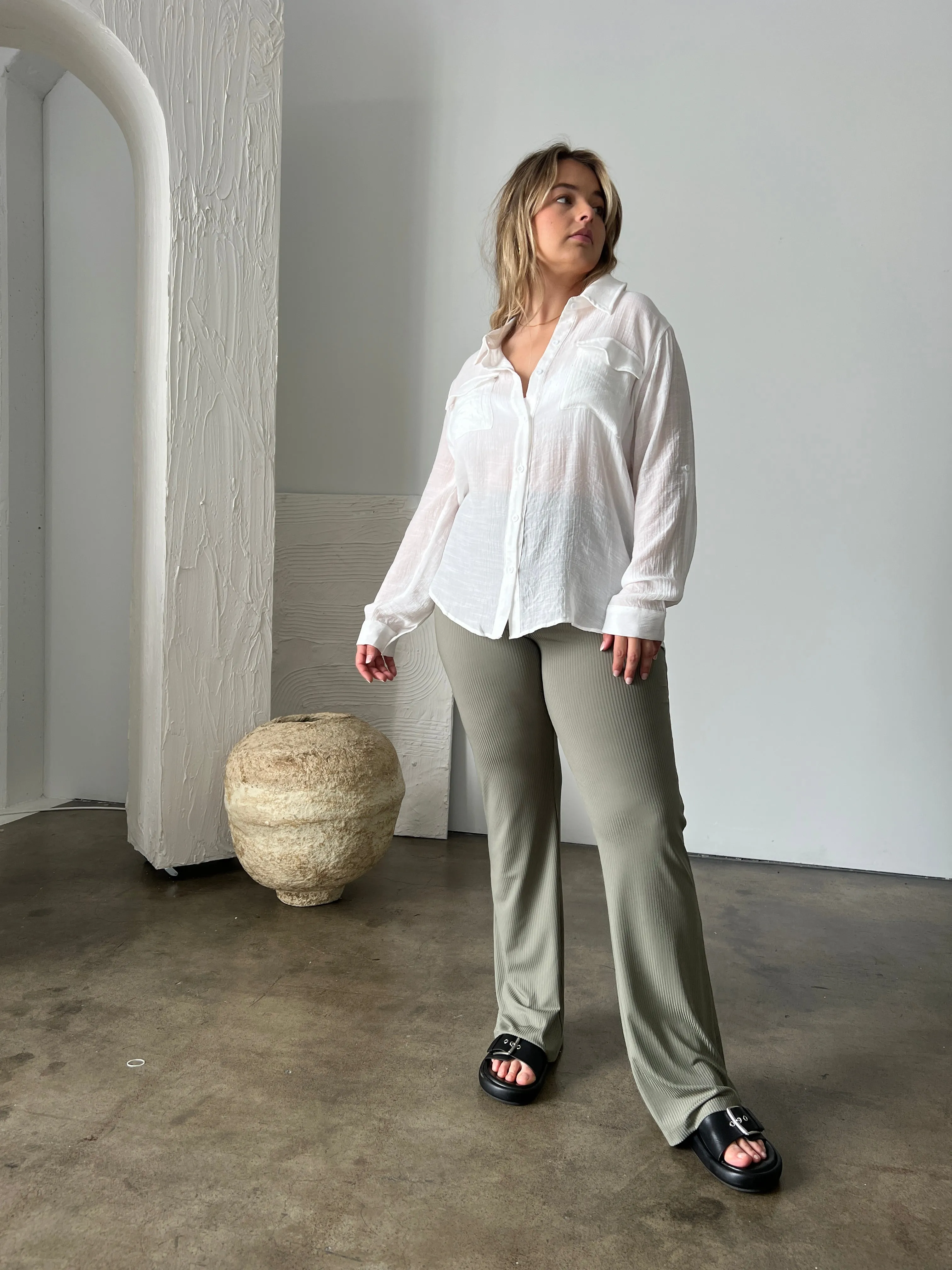 Plus Size Ribbed Stretch Pants