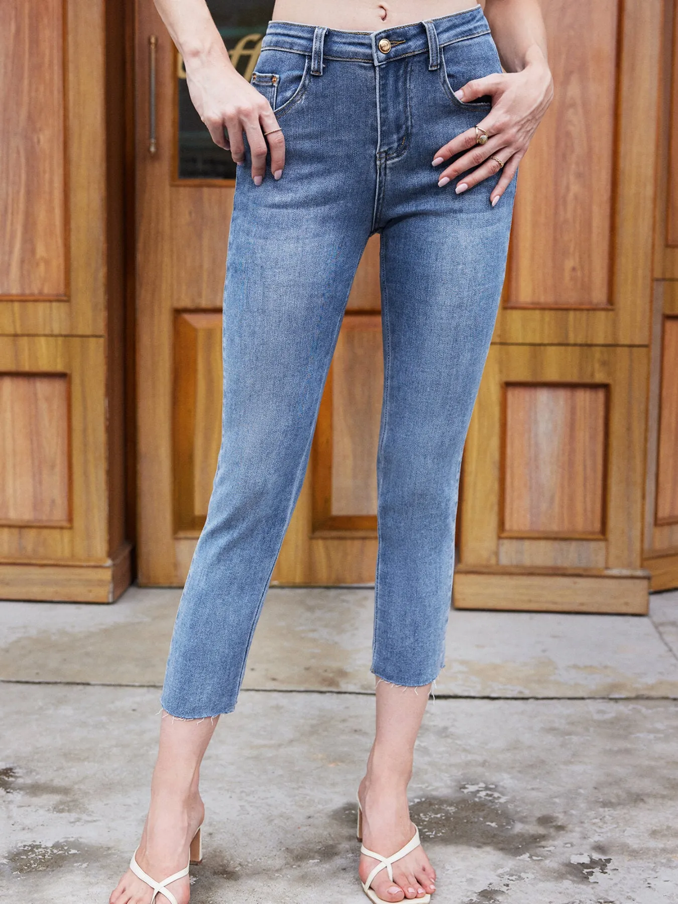 Pocket High Waist Skinny Jeans