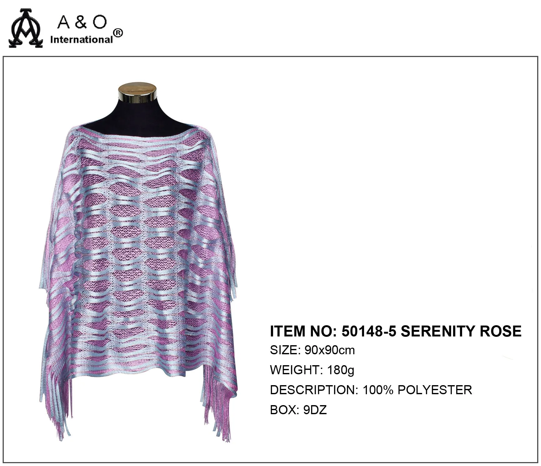 Poncho, 100% Polyester - Serenity Rose