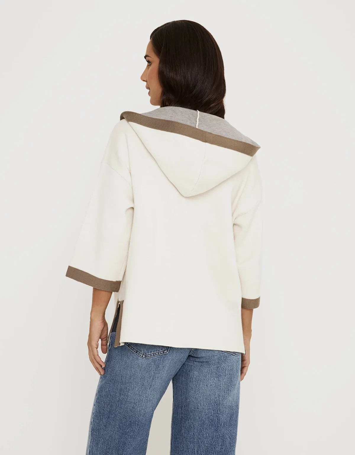 Poncho con Capucha Abierto Off White - Yasmina