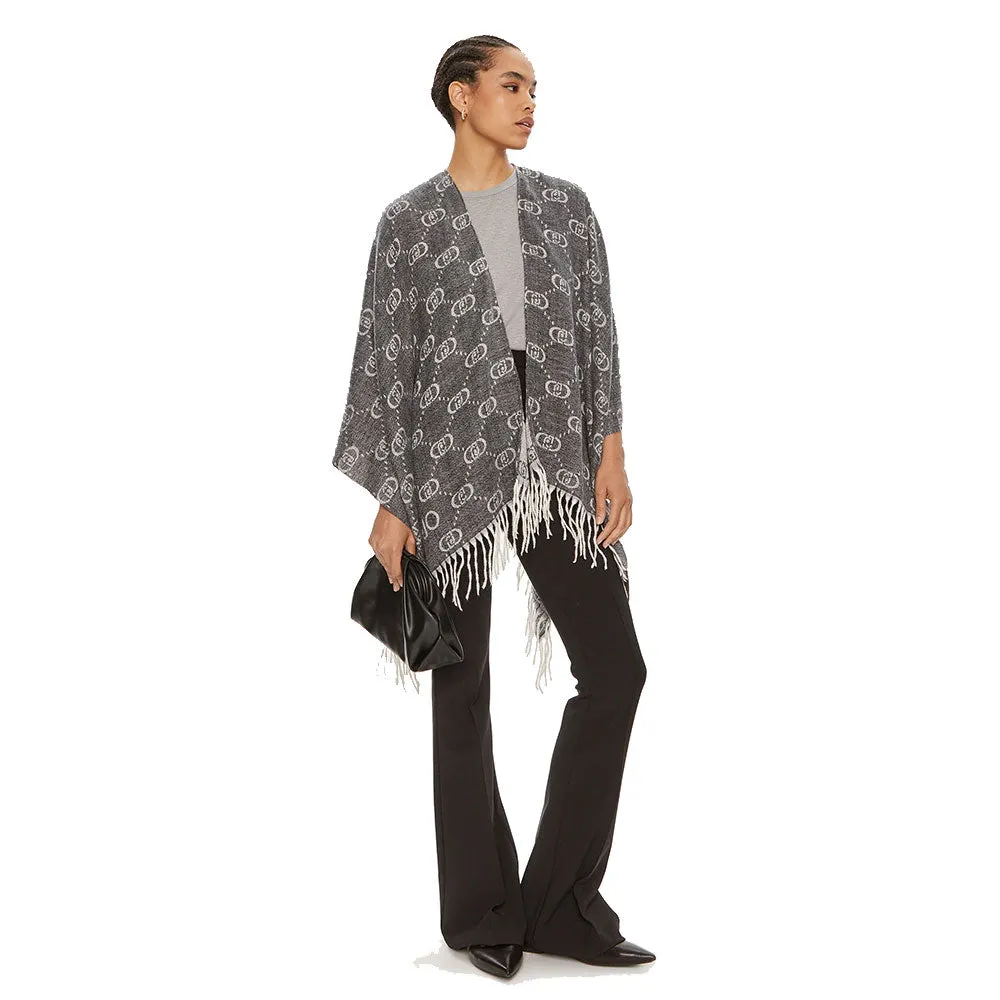 Poncho Donna LIU JO con Logo Monogram Jacquard Grey Cloud