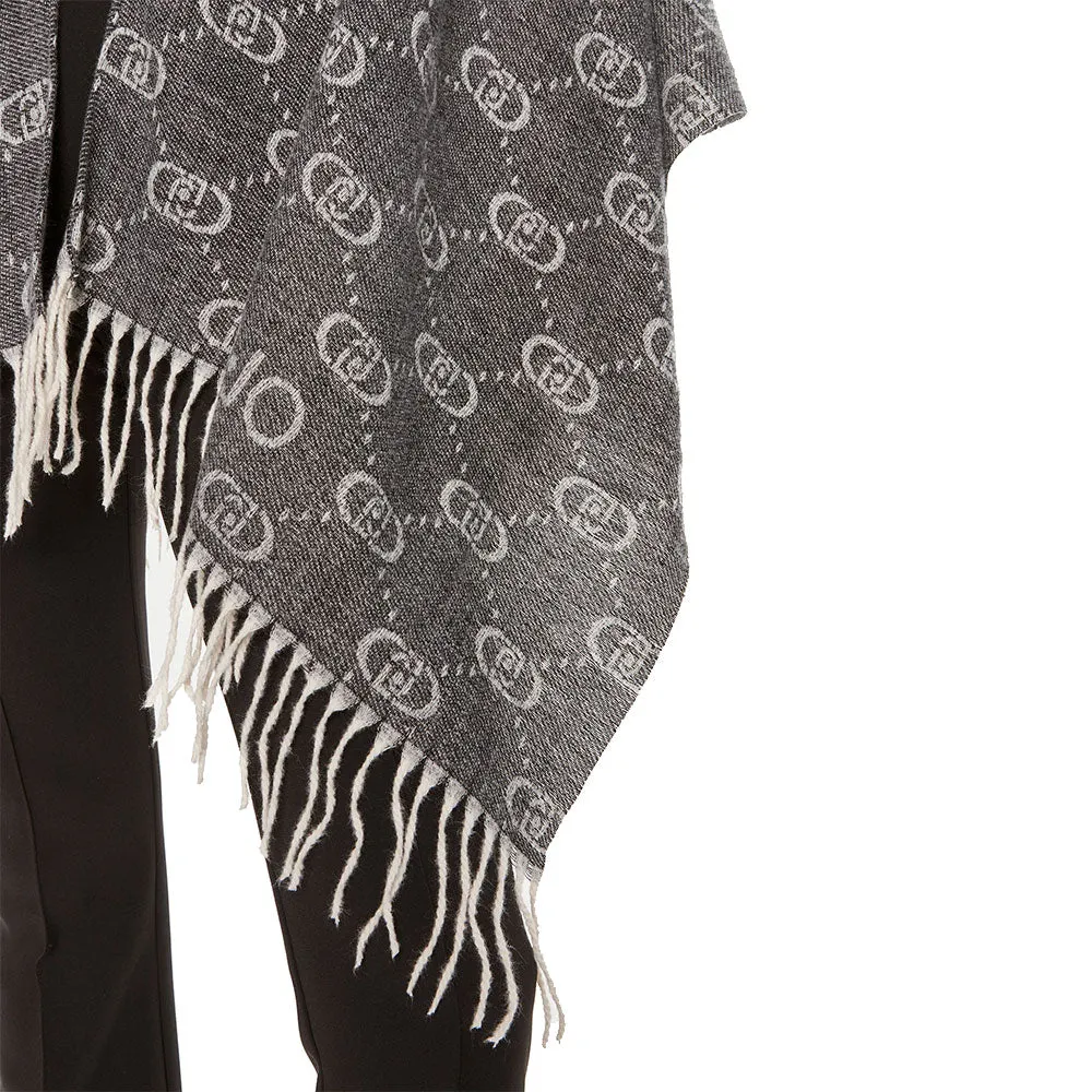 Poncho Donna LIU JO con Logo Monogram Jacquard Grey Cloud