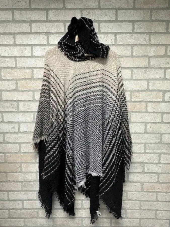 Poncho - Hooded Striped