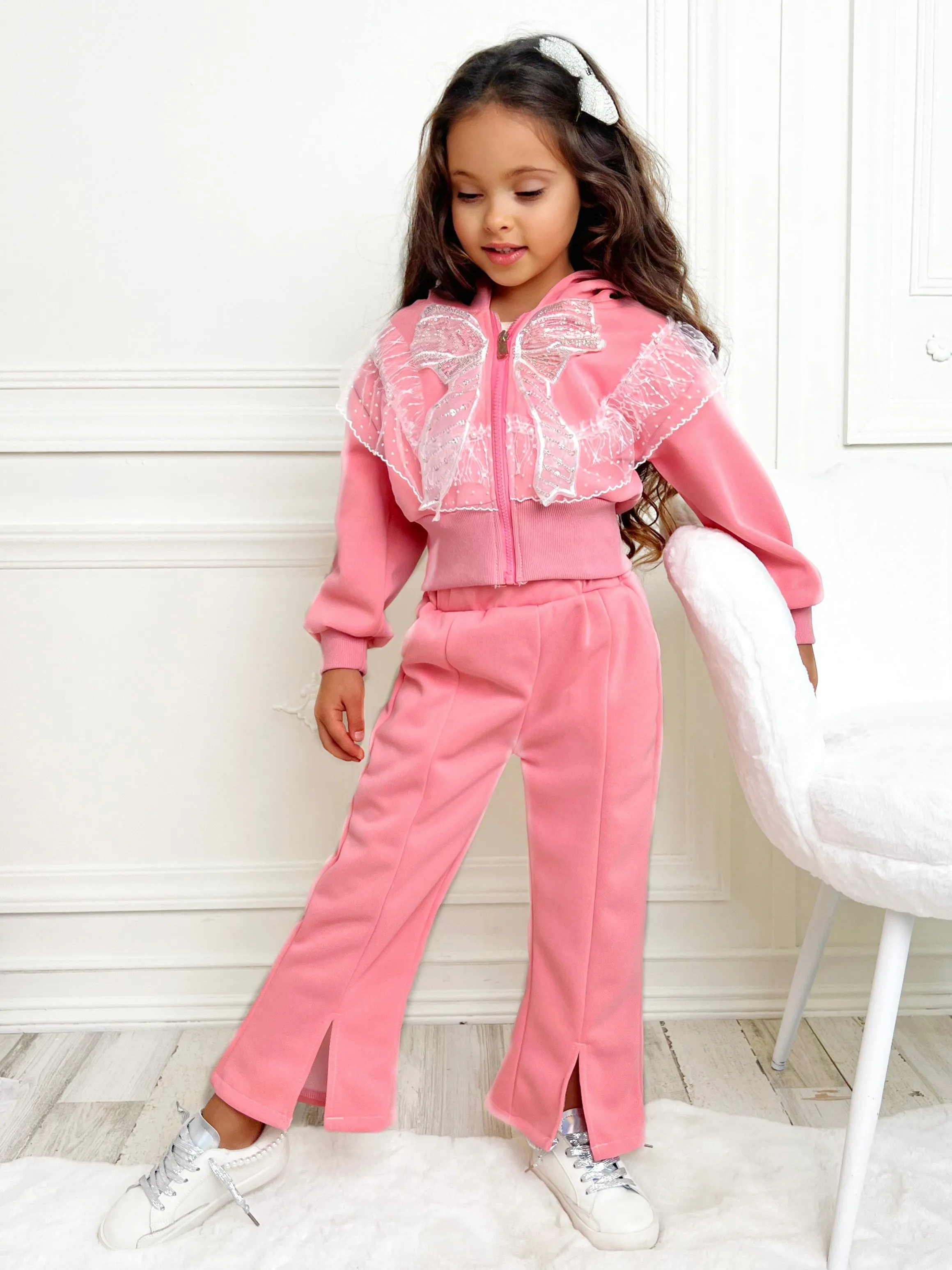 Popping Pearls Hoodie and Flare Pants Set