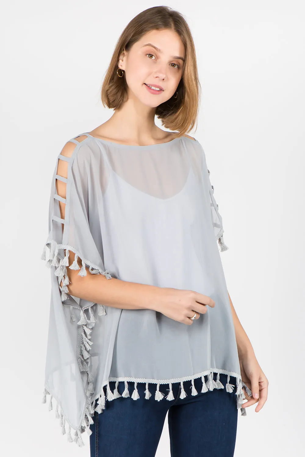 PP-1c73 solid open shoulder poncho