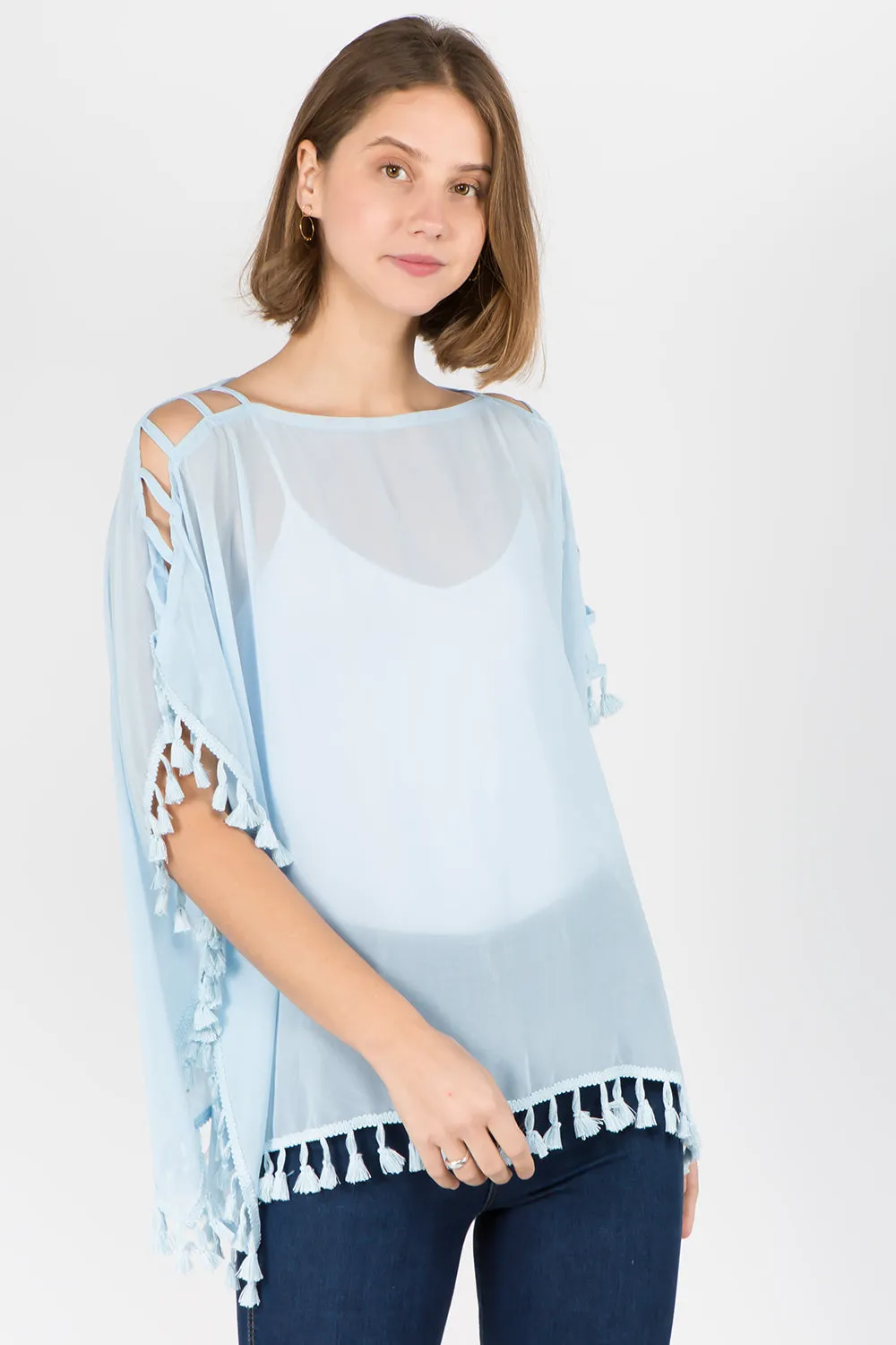 PP-1c73 solid open shoulder poncho