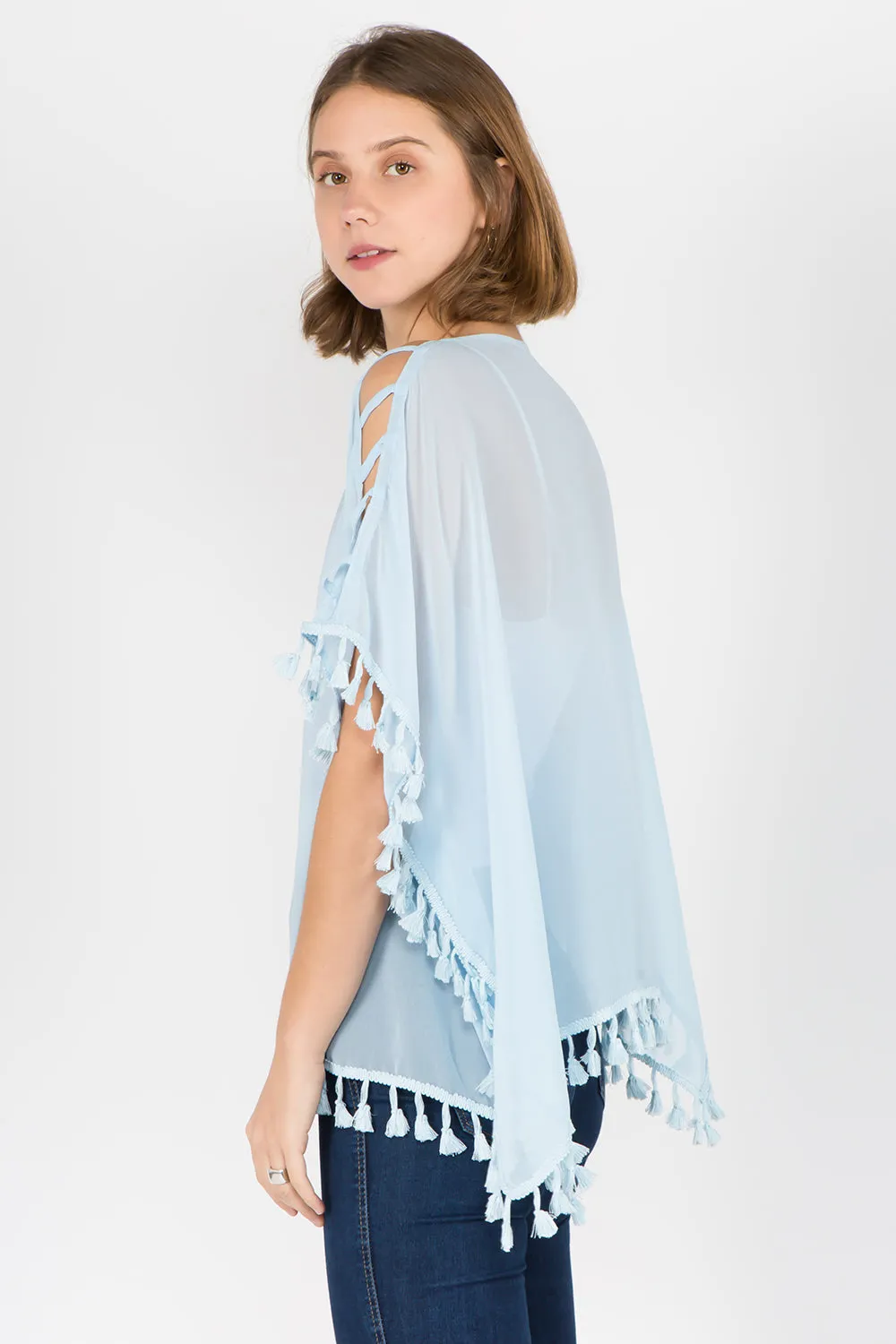 PP-1c73 solid open shoulder poncho