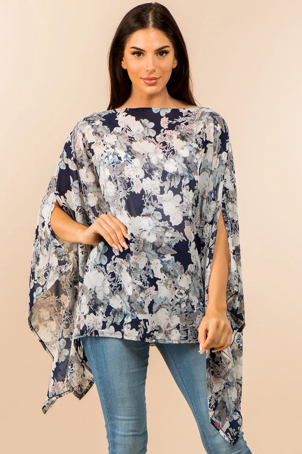 PP-3767 multi design floral poncho