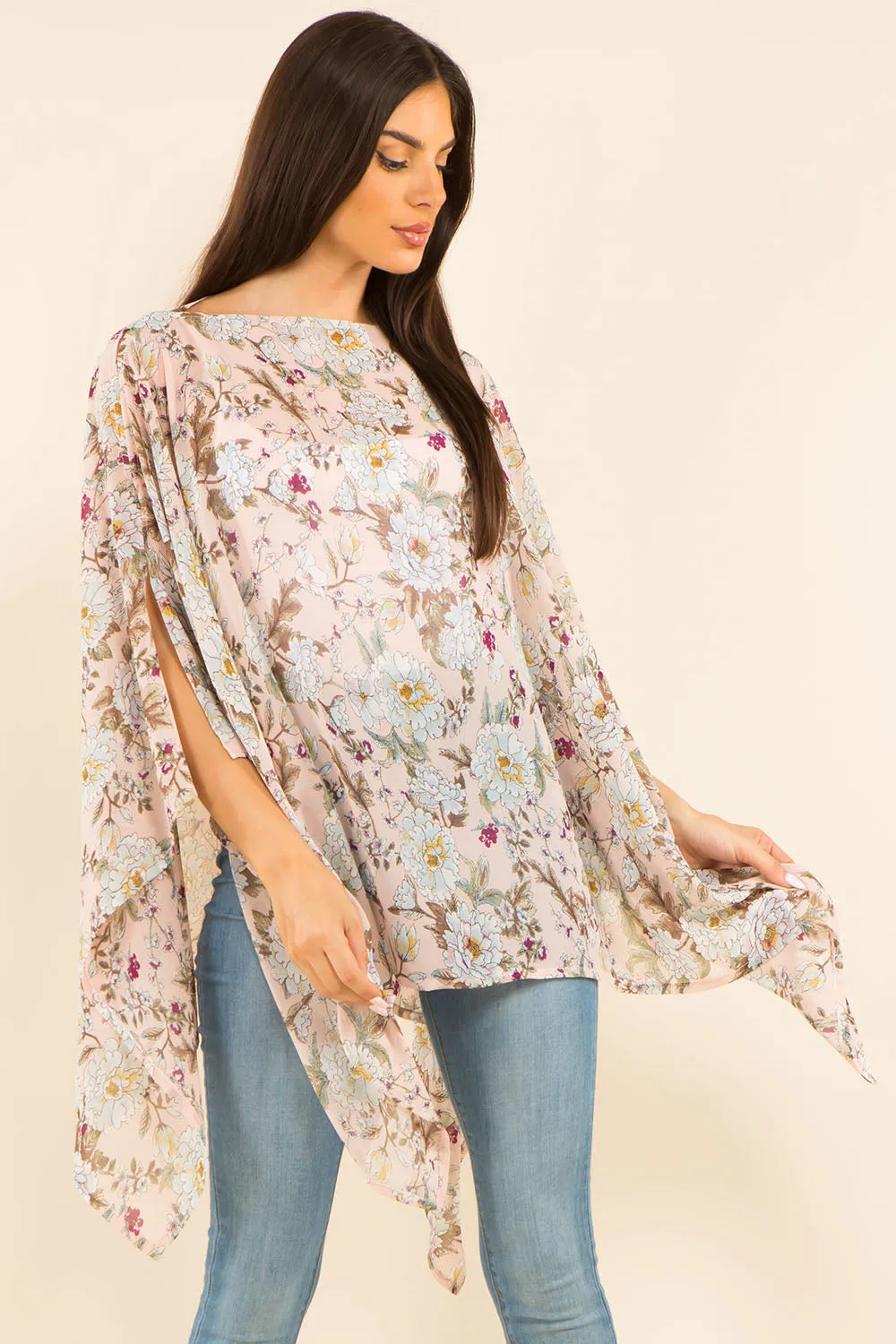 PP-3767 multi design floral poncho