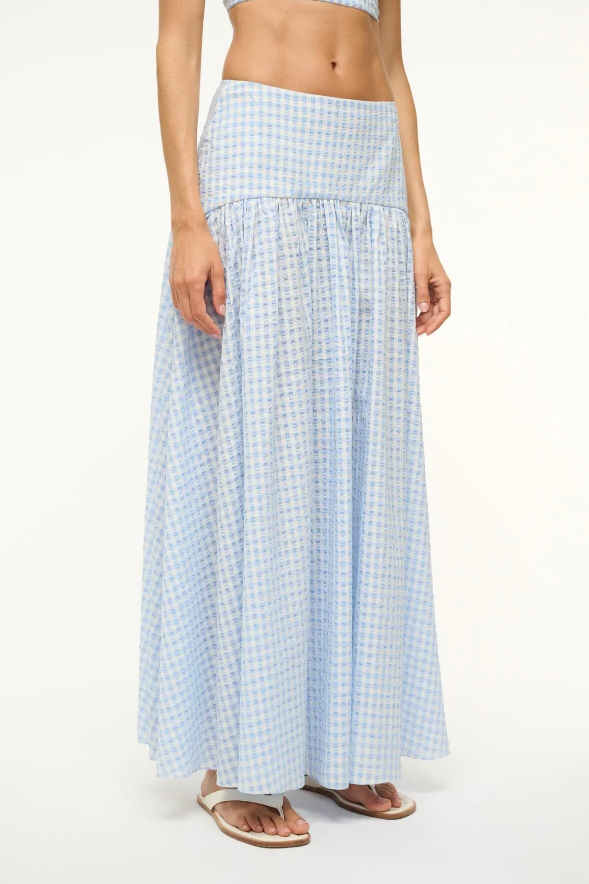 PROCIDA COVERUP SKIRT | SKY GINGHAM